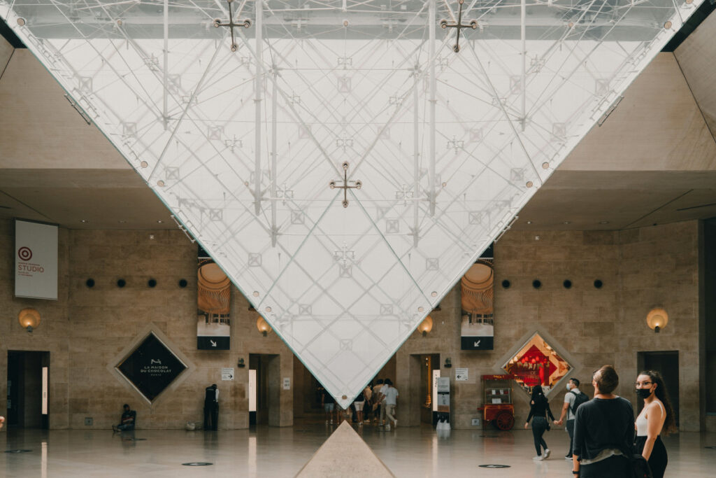 Inverted pyramid in the Carrousel du Louvre mall in Paris