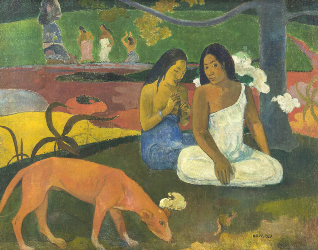 Arearea painting by Paul Gauguin on display at Orsay Museum in Paris