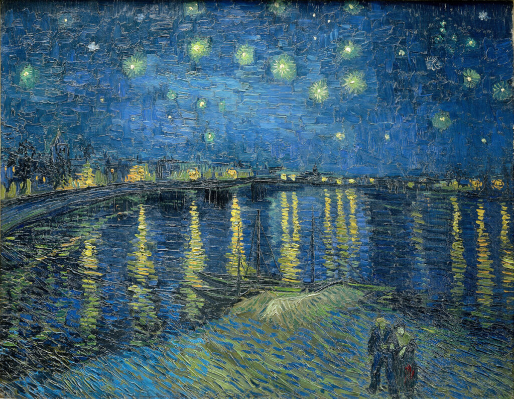 Starry Night Over the Rh&ocirc;ne painting by Vincent van Gogh on display at Orsay Museum in Paris