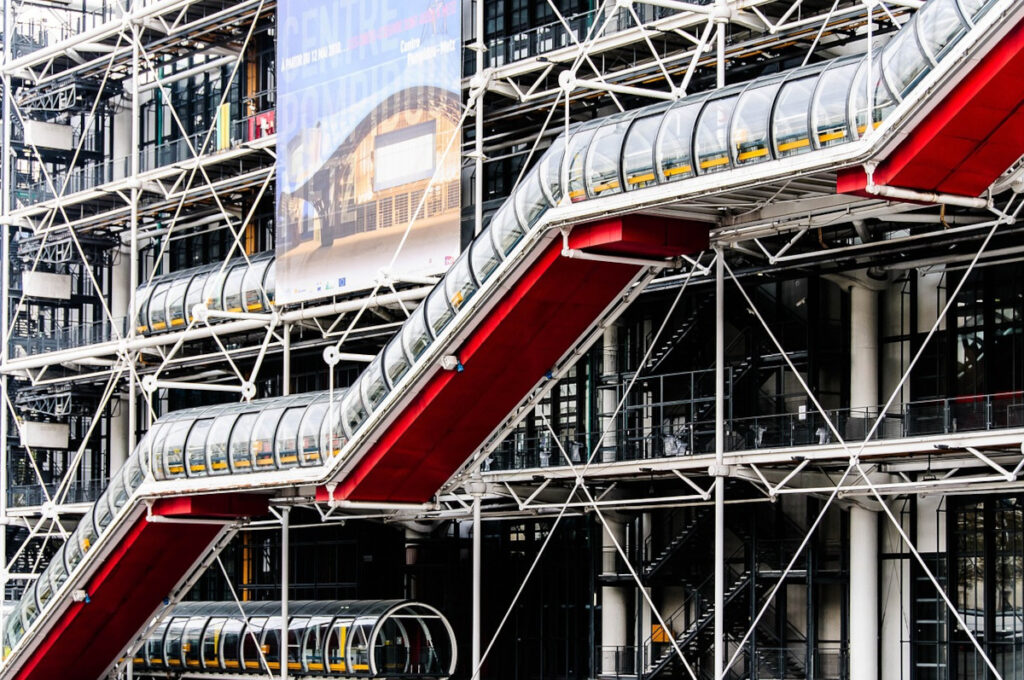 Exterior of Centre Pompidou in Le Marais, Paris